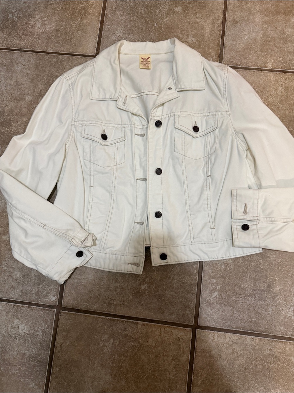 Faded Glory White Women's Denim Jacket - Button-Front